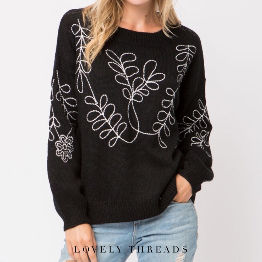 Black Flower Embodier Sweater